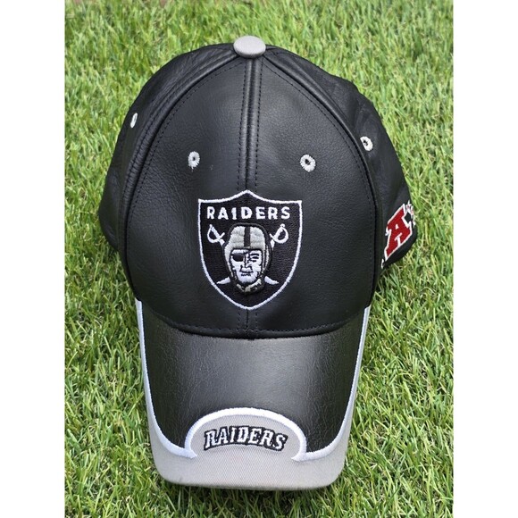 Vintage Reebok Oakland Raiders Leather Hat Adult Adjustable One